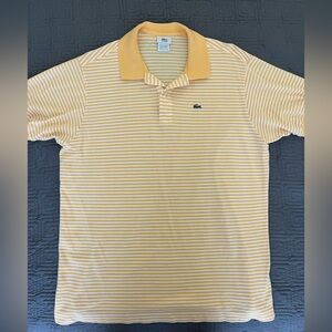 Lacoste Men's Polo Shirt With Orange and White Stripes